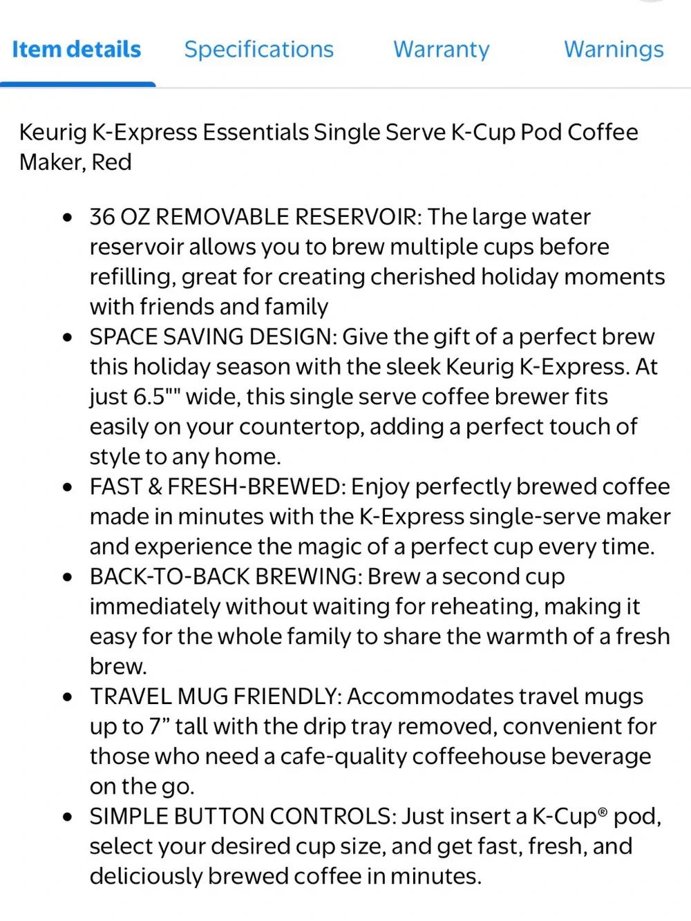 Keurig Express Essentials Single-Serve Coffee Maker – Red